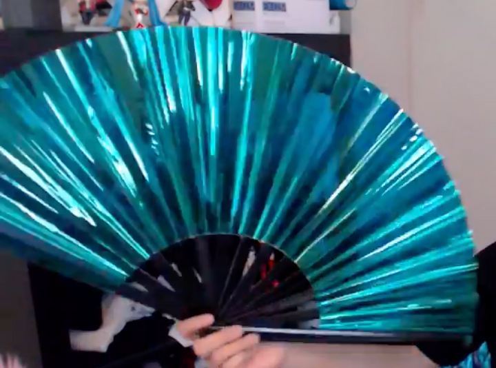 Aqua Iridescent Folding Fan